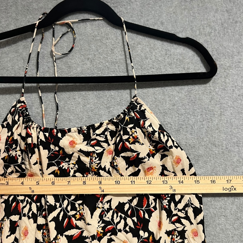 Free People Floral Halter Bodysuit Black Motif Boho Blouson Large NEW - Picture 3 of 5